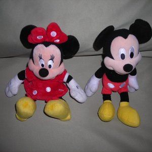 2 Disney characters ,plush Mickey & Minnie